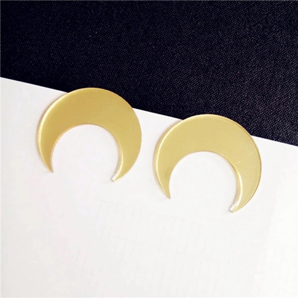 Golden Half Moon Acrylic Earrings